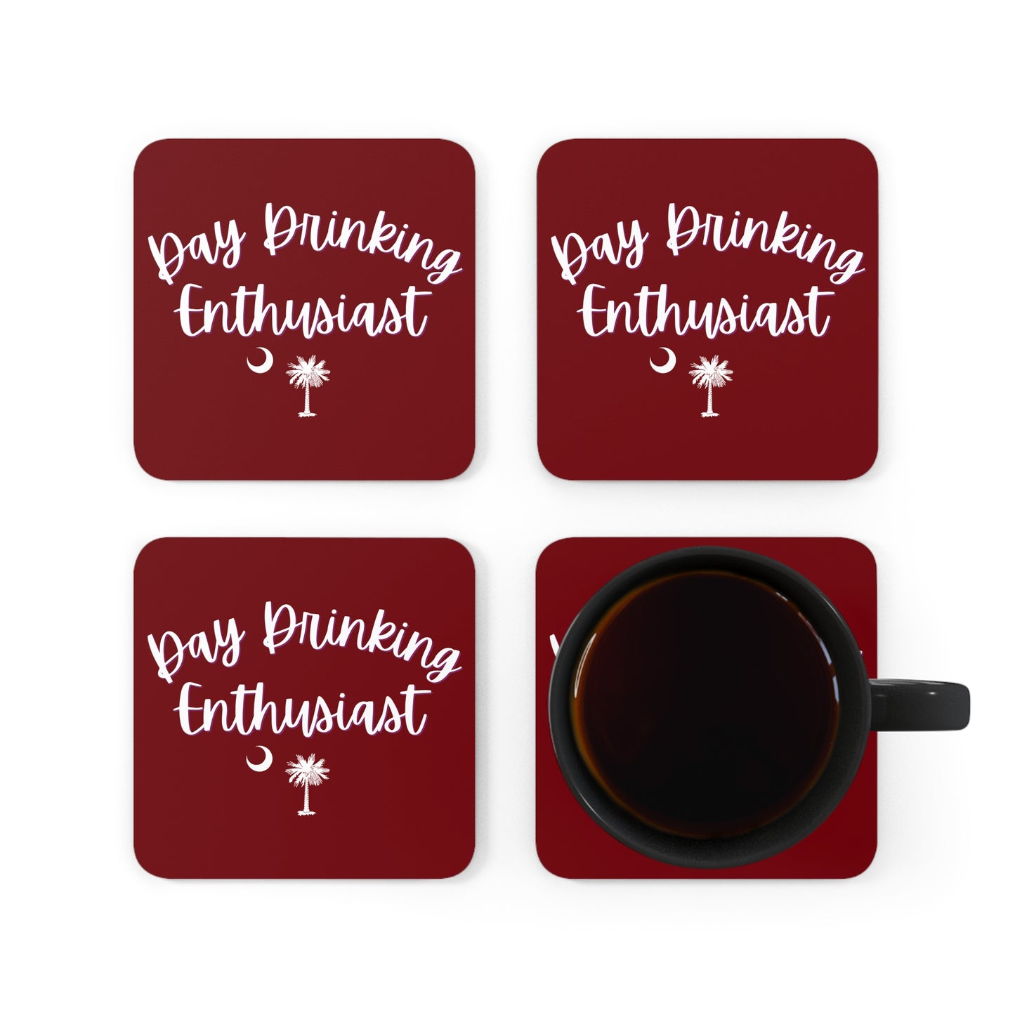 Garnet & White Day Drinking Enthusiast Coaster Set