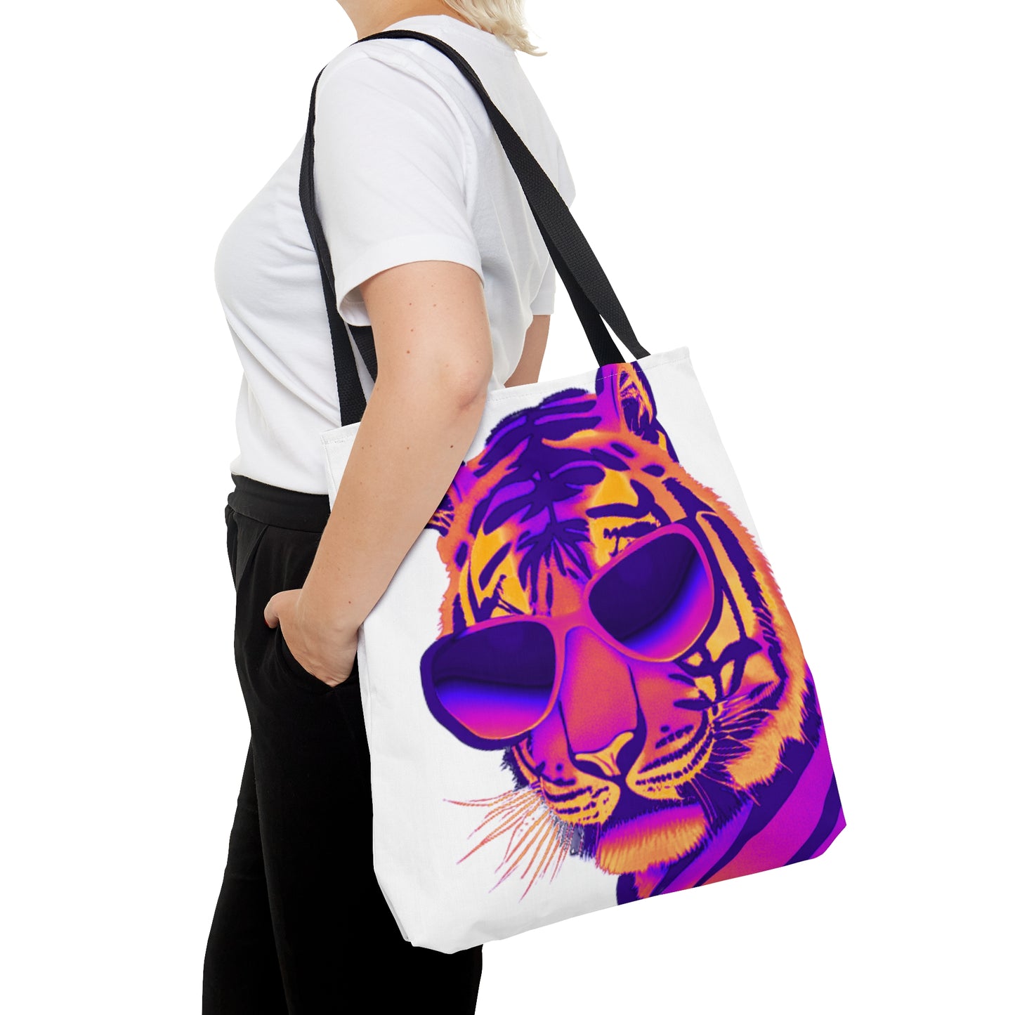 Neon Pink & Purple Tiger Sunnies Canvas Tote Bag