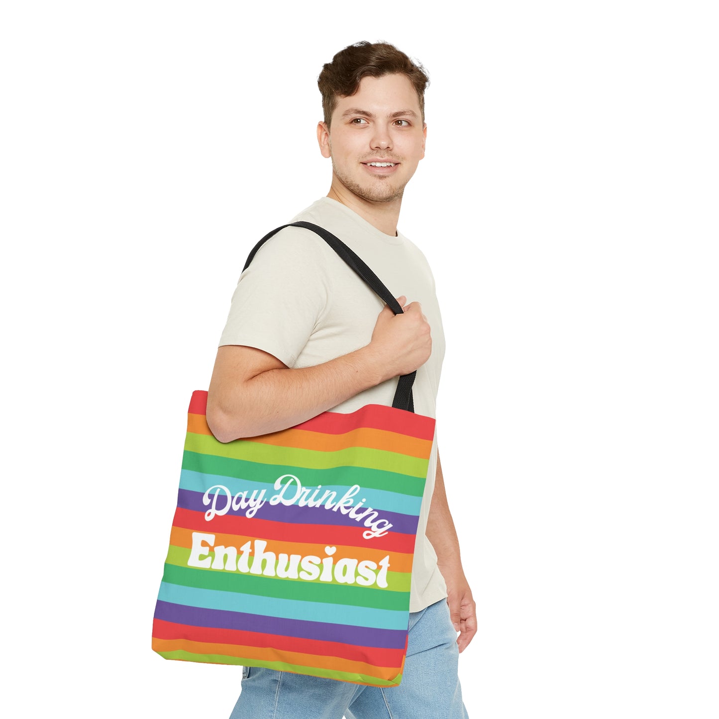 Day Drinking Enthusiast Tropical Rainbow Tote Bag