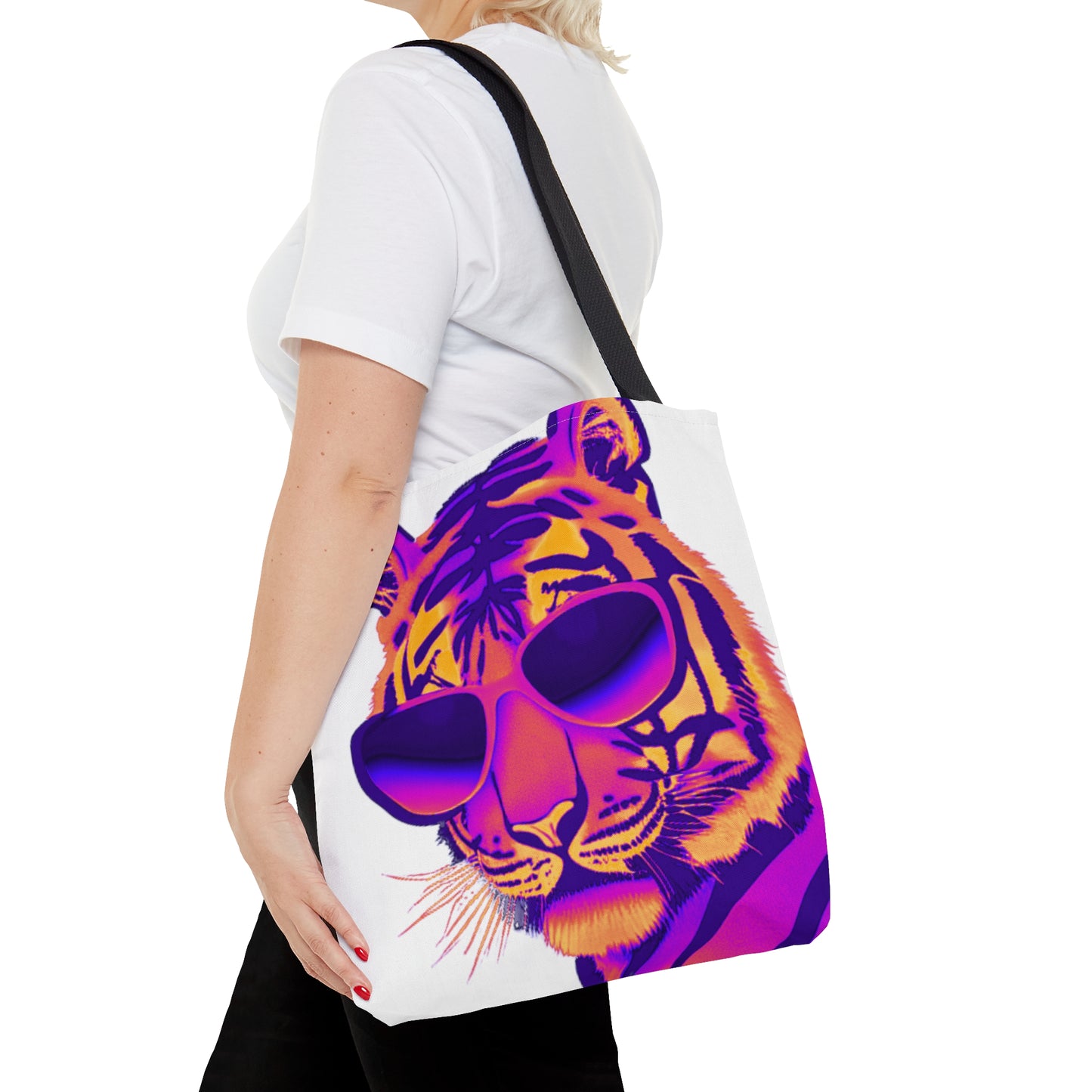 Neon Pink & Purple Tiger Sunnies Canvas Tote Bag