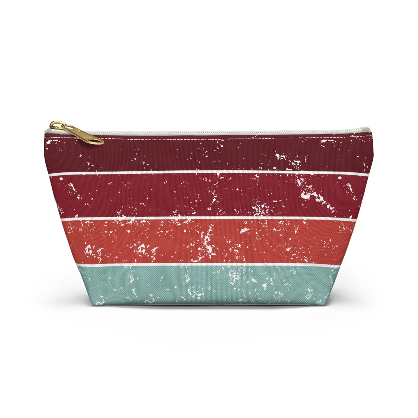 Garnet, Coral, & Teal Vintage Accessory Pouch with T-bottom