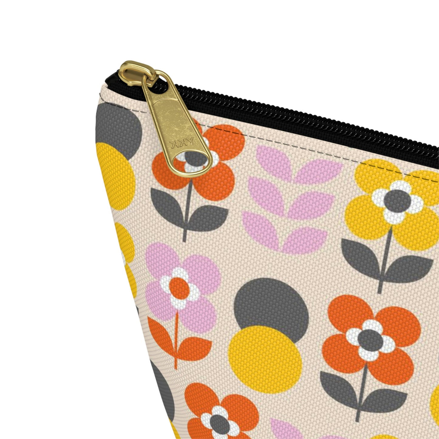 Yellow Gray Pink & Orange Retro Accessory Pouch with T-bottom - BowsAndArtsDesigns