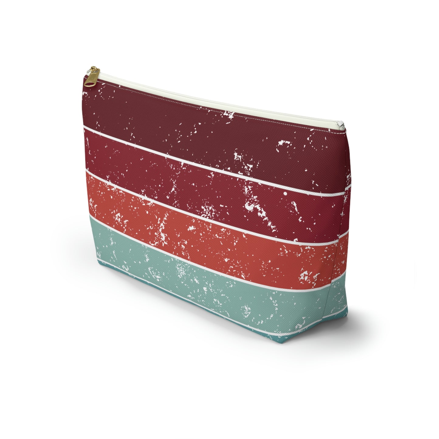 Garnet, Coral, & Teal Vintage Accessory Pouch with T-bottom