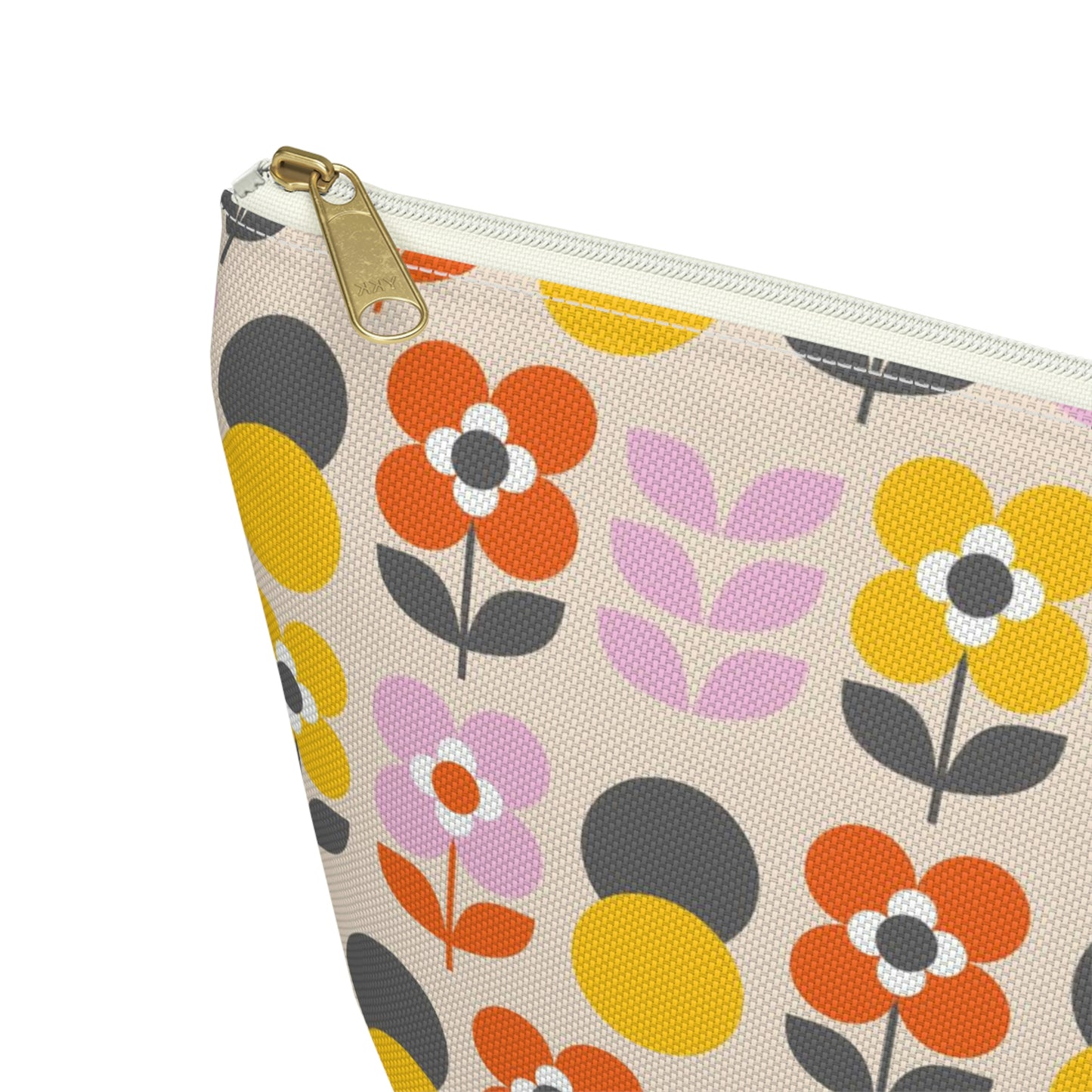 Yellow Gray Pink & Orange Retro Accessory Pouch with T-bottom - BowsAndArtsDesigns