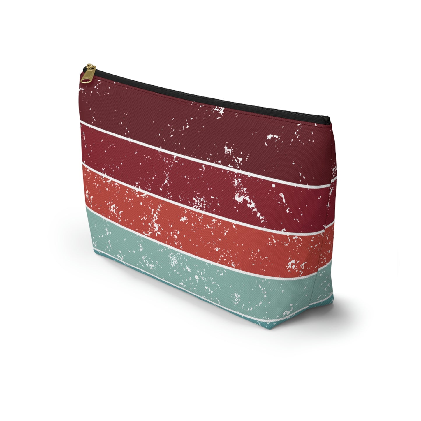 Garnet, Coral, & Teal Vintage Accessory Pouch with T-bottom