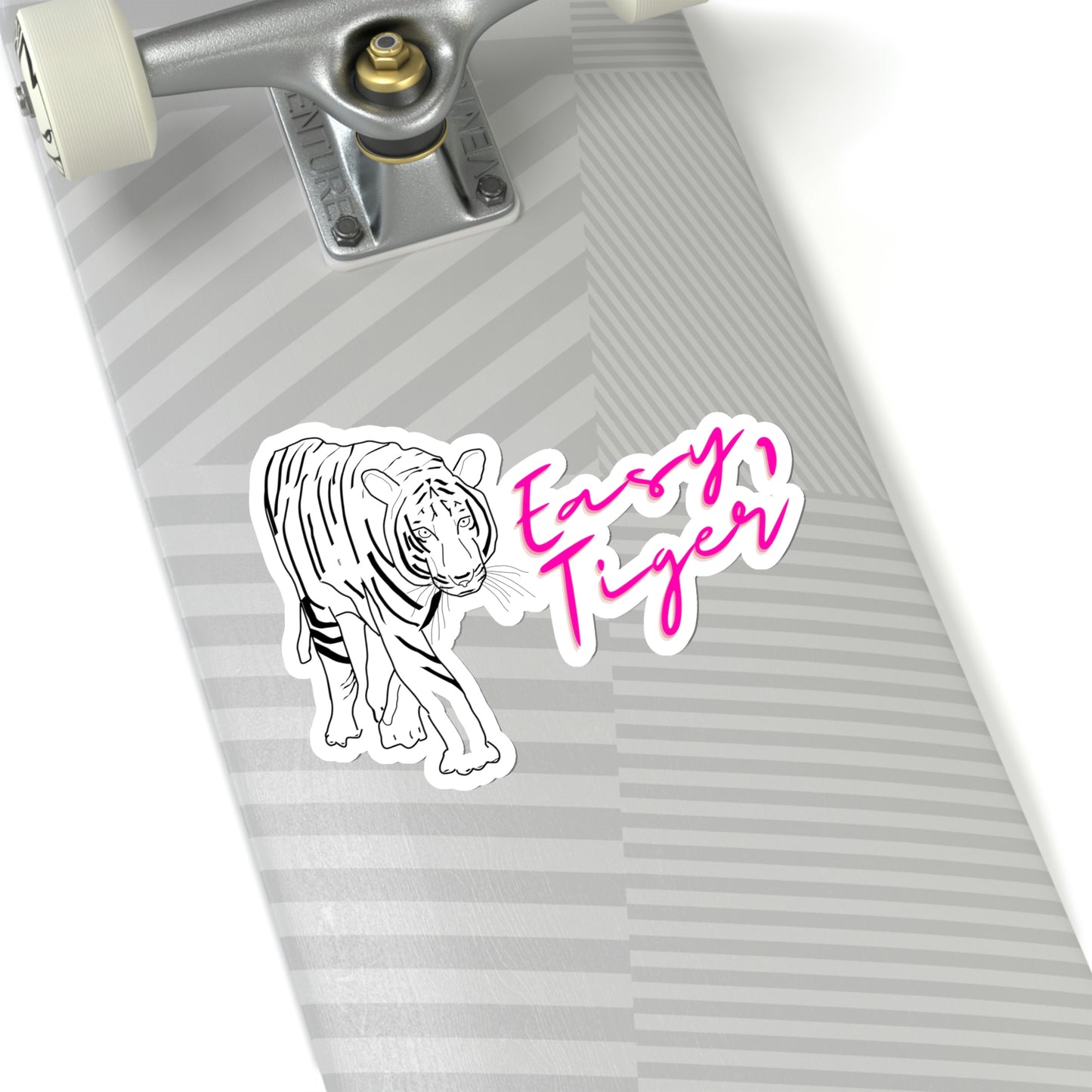 Easy, Tiger Hot Pink Vinyl Kiss-Cut Sticker - BowsAndArtsDesigns