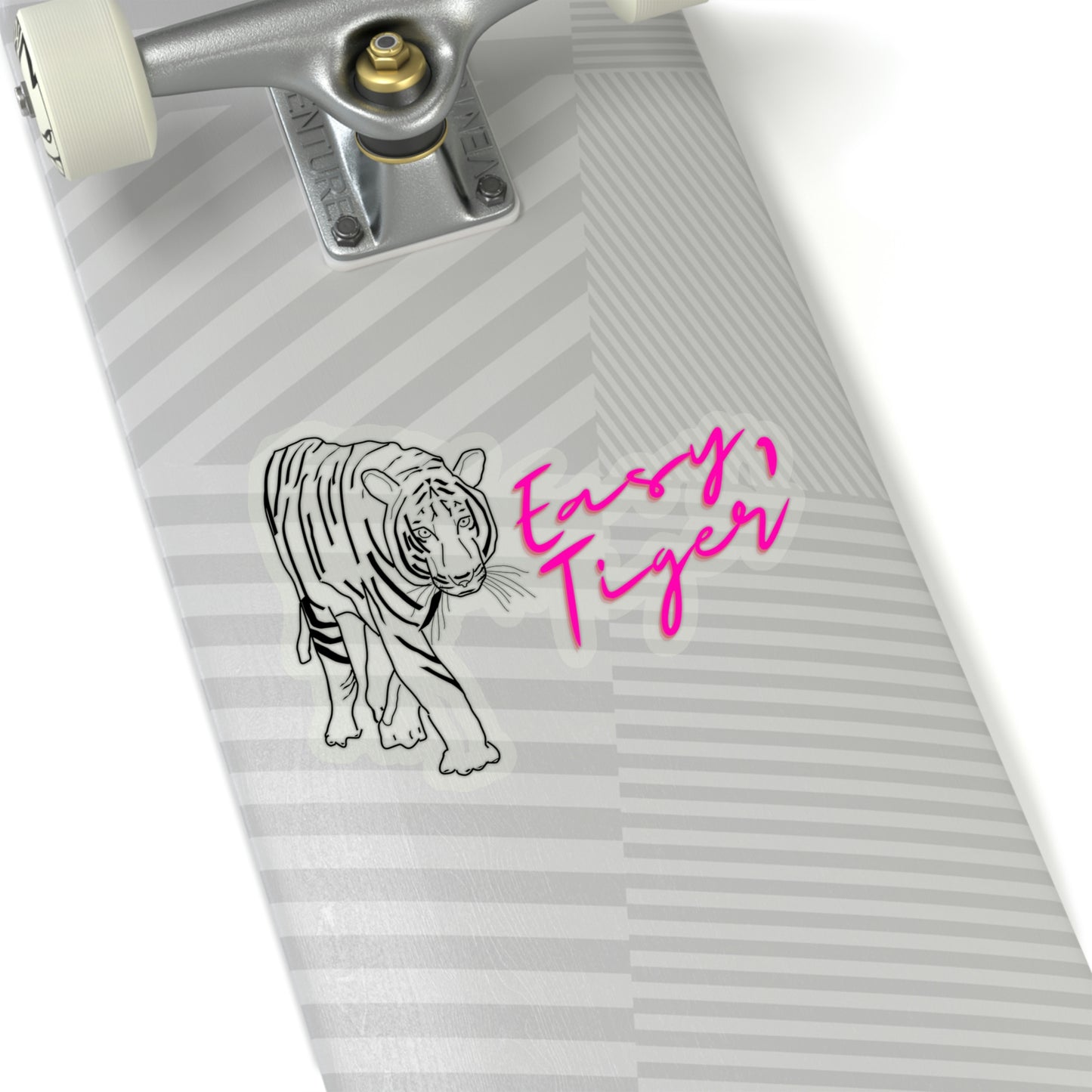 Easy, Tiger Hot Pink Vinyl Kiss-Cut Sticker - BowsAndArtsDesigns