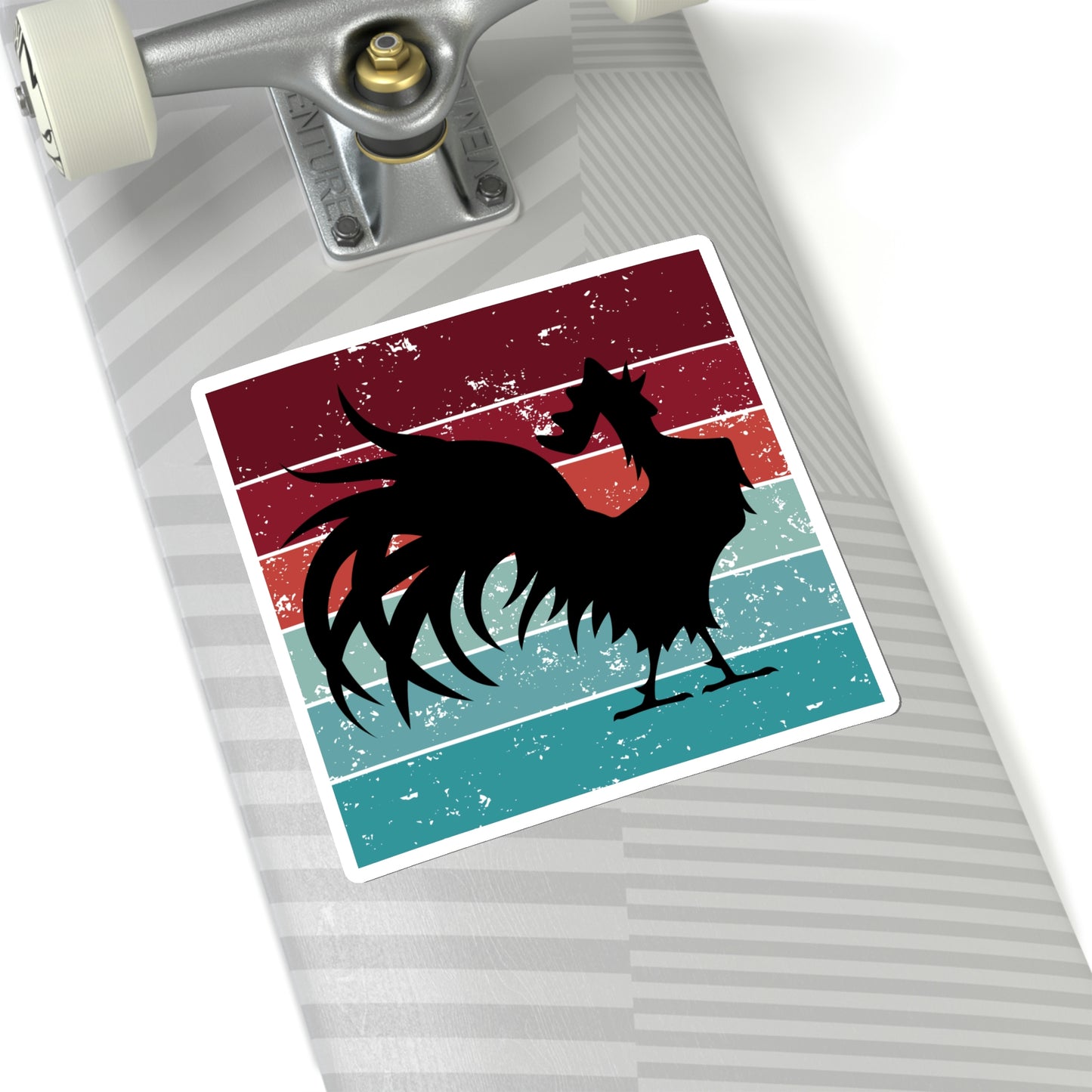 Garnet, Coral, & Teal Vintage Rooster Gamecock Vinyl Kiss-Cut Sticker
