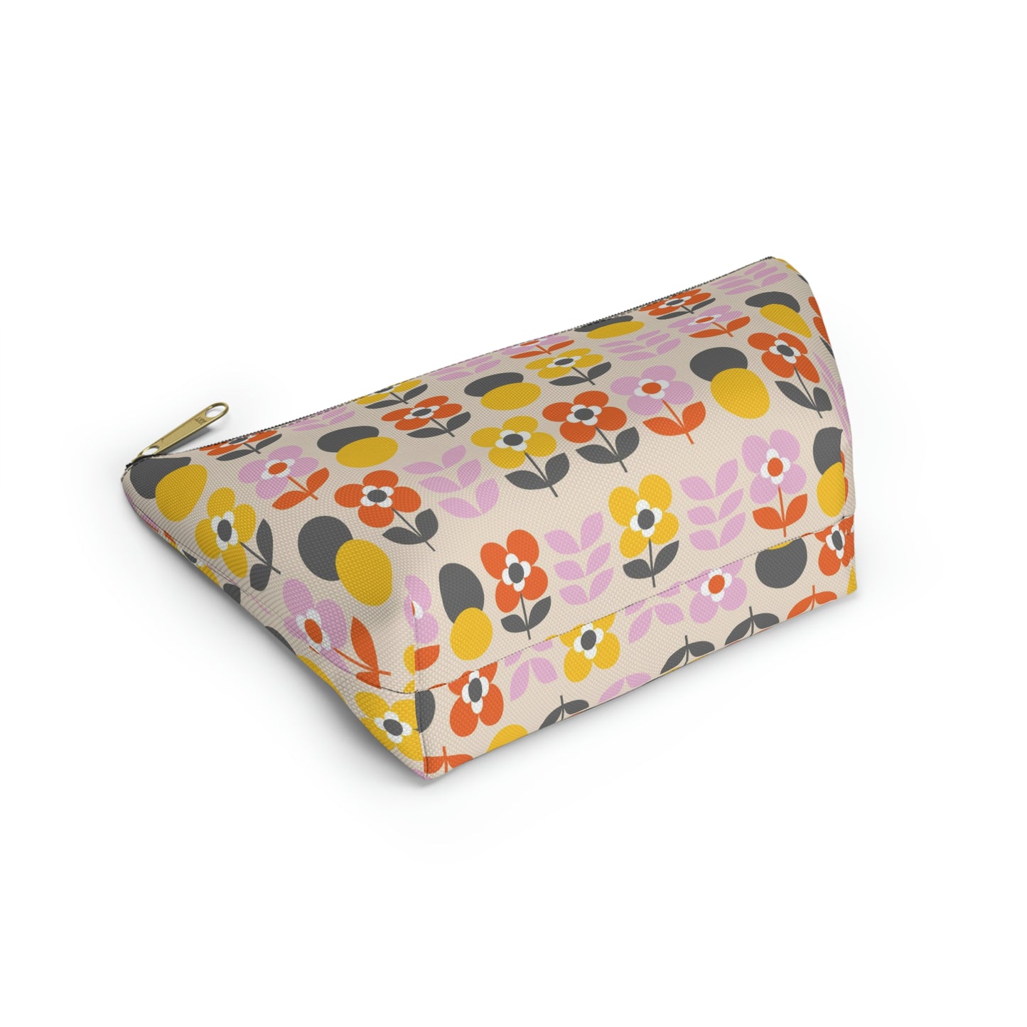 Yellow Gray Pink & Orange Retro Accessory Pouch with T-bottom - BowsAndArtsDesigns
