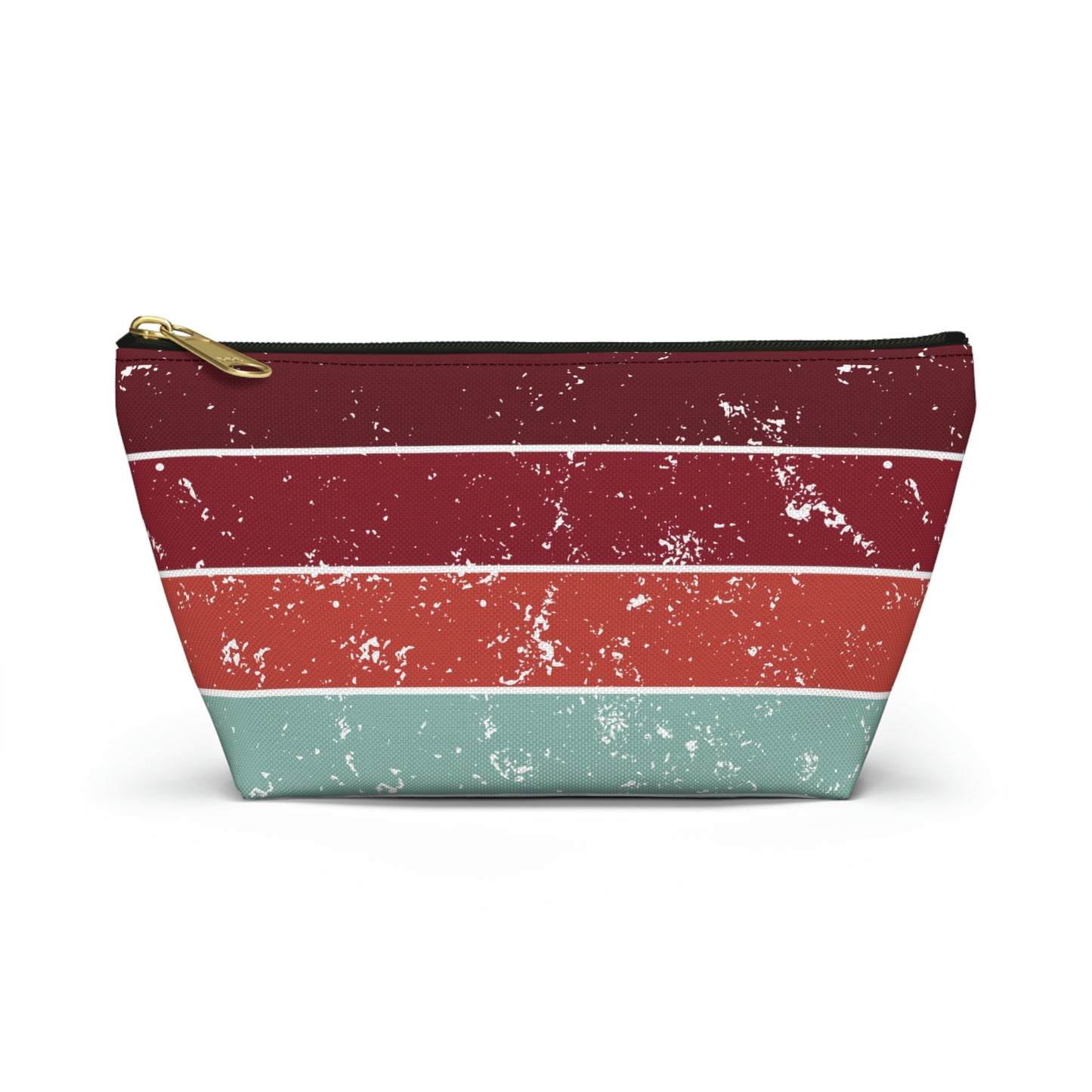 Garnet, Coral, & Teal Vintage Accessory Pouch with T-bottom