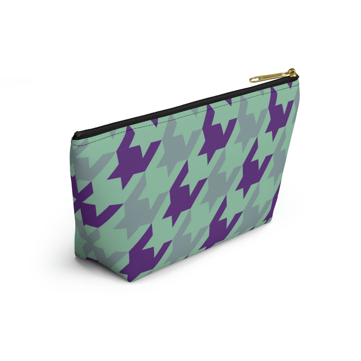 Purple & Mint Accessory Pouch with T-bottom - BowsAndArtsDesigns