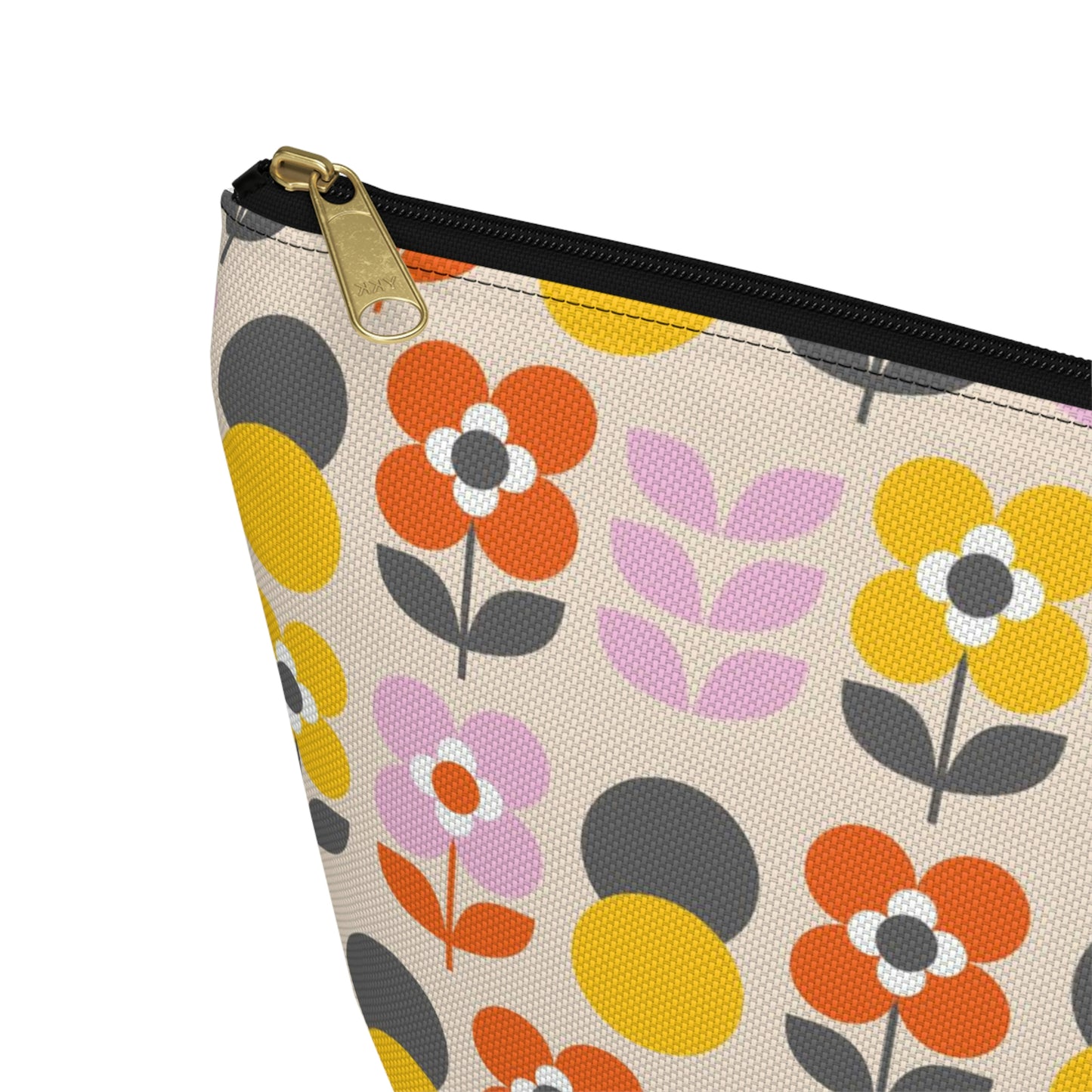 Yellow Gray Pink & Orange Retro Accessory Pouch with T-bottom - BowsAndArtsDesigns