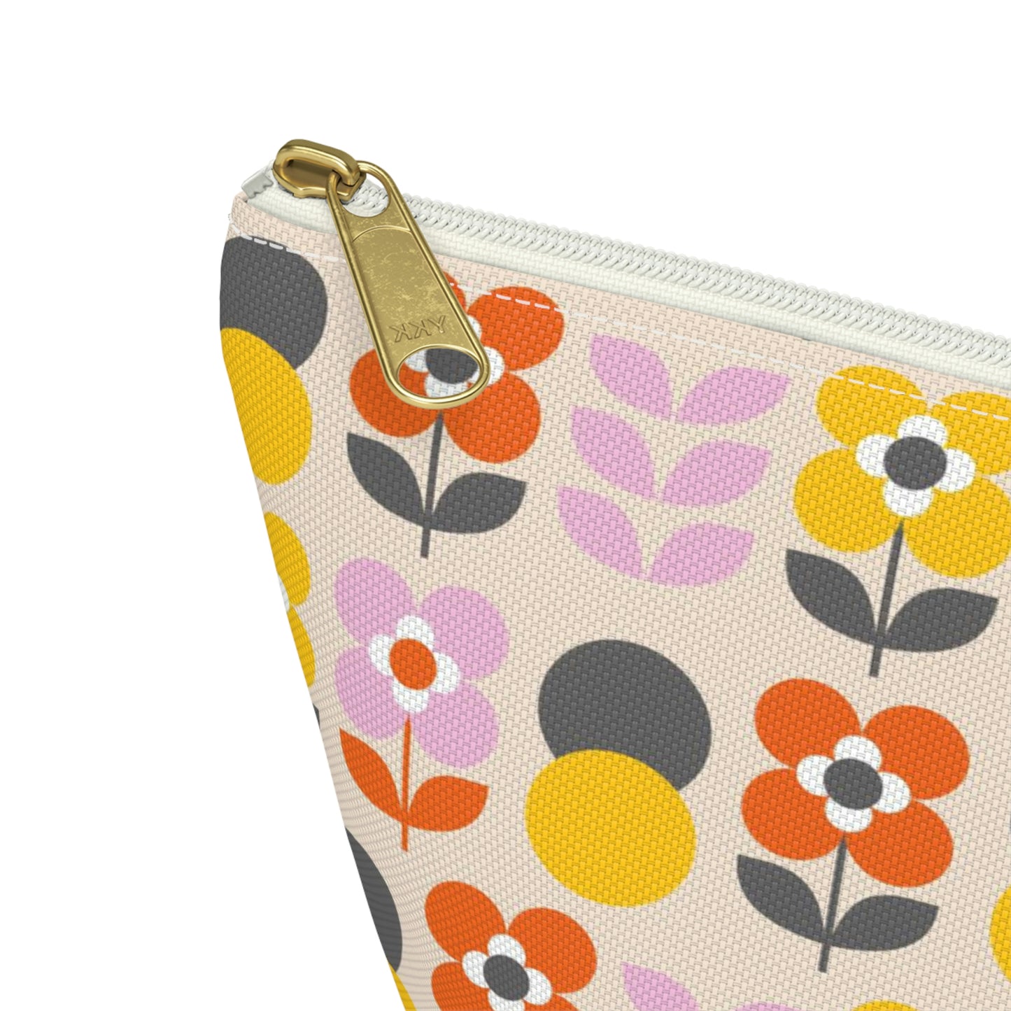 Yellow Gray Pink & Orange Retro Accessory Pouch with T-bottom - BowsAndArtsDesigns