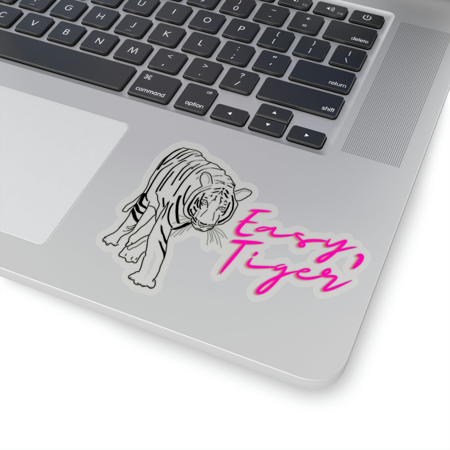 Easy, Tiger Hot Pink Vinyl Kiss-Cut Sticker - BowsAndArtsDesigns