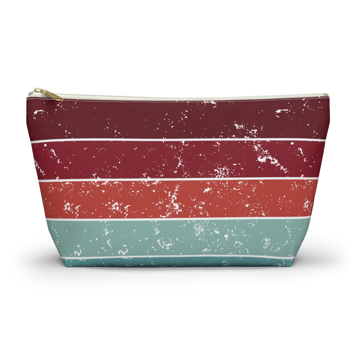 Garnet, Coral, & Teal Vintage Accessory Pouch with T-bottom