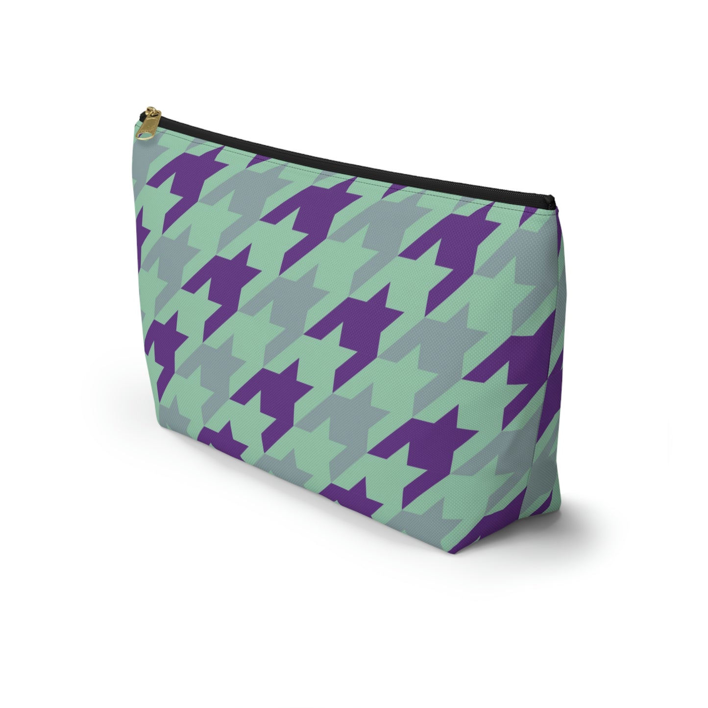Purple & Mint Accessory Pouch with T-bottom - BowsAndArtsDesigns
