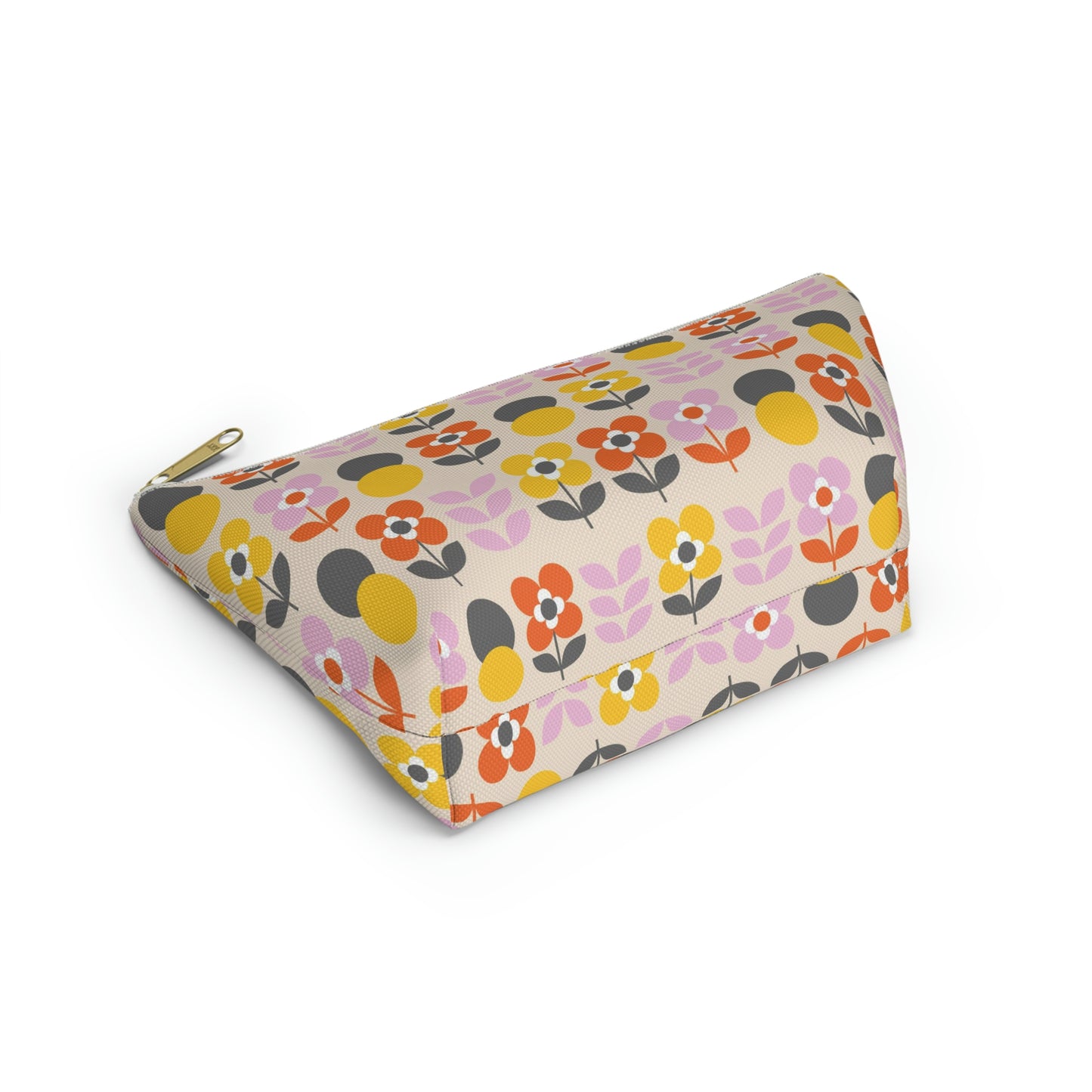 Yellow Gray Pink & Orange Retro Accessory Pouch with T-bottom - BowsAndArtsDesigns