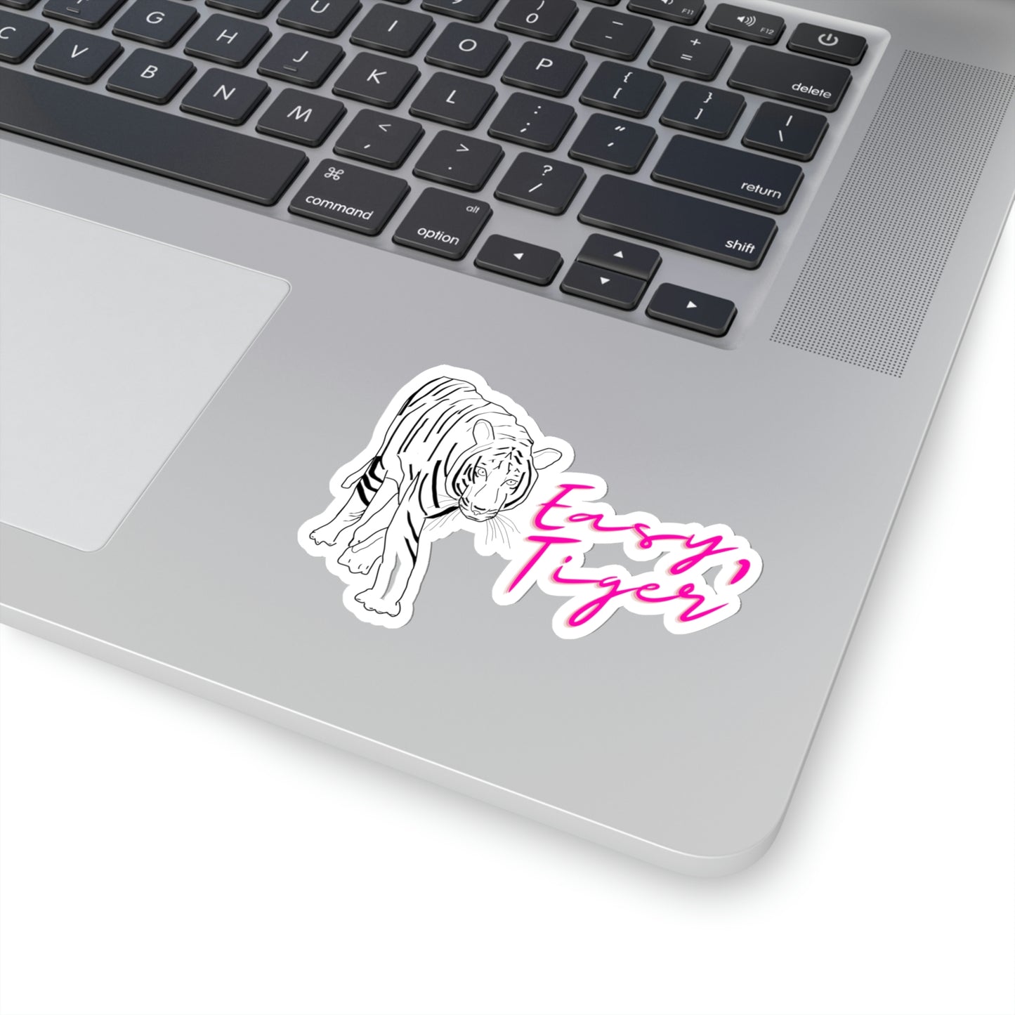 Easy, Tiger Hot Pink Vinyl Kiss-Cut Sticker - BowsAndArtsDesigns