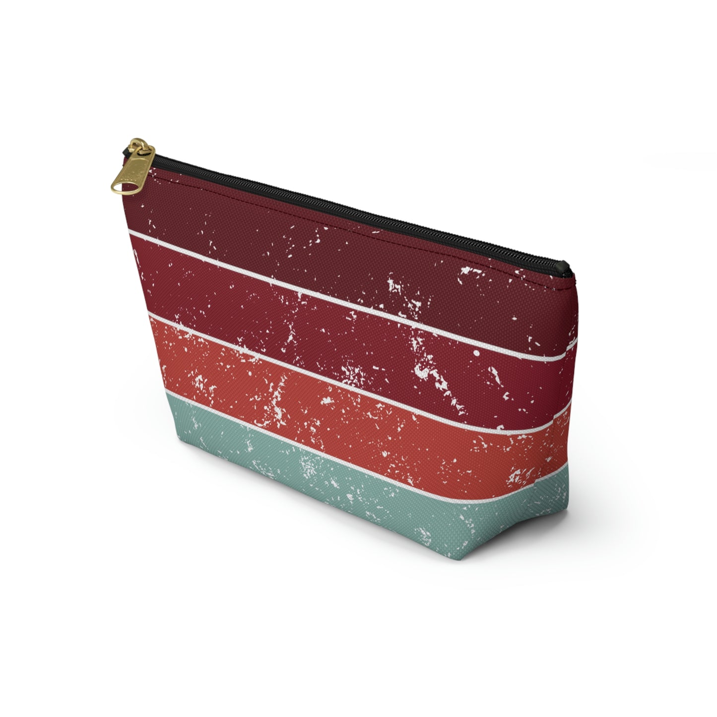 Garnet, Coral, & Teal Vintage Accessory Pouch with T-bottom