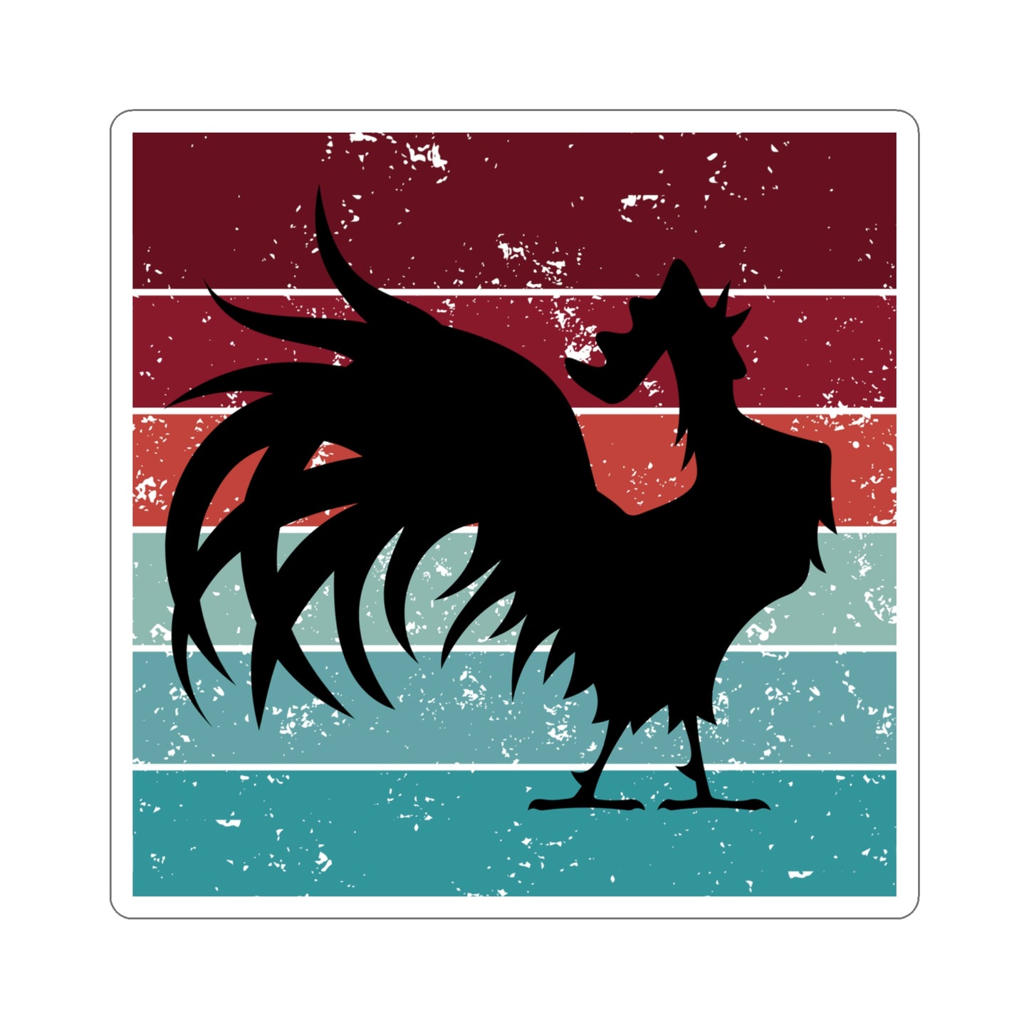 Garnet, Coral, & Teal Vintage Rooster Gamecock Vinyl Kiss-Cut Sticker