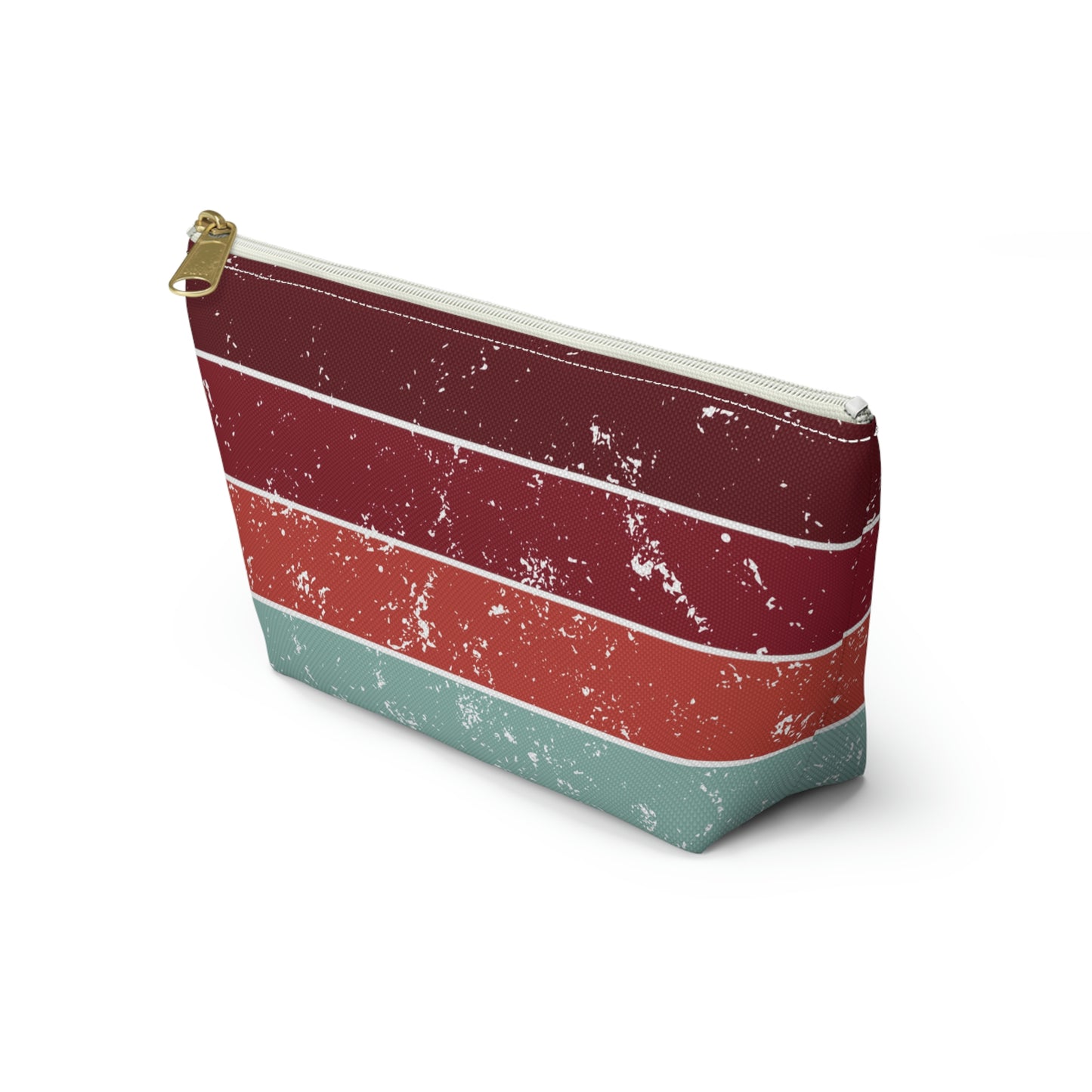 Garnet, Coral, & Teal Vintage Accessory Pouch with T-bottom