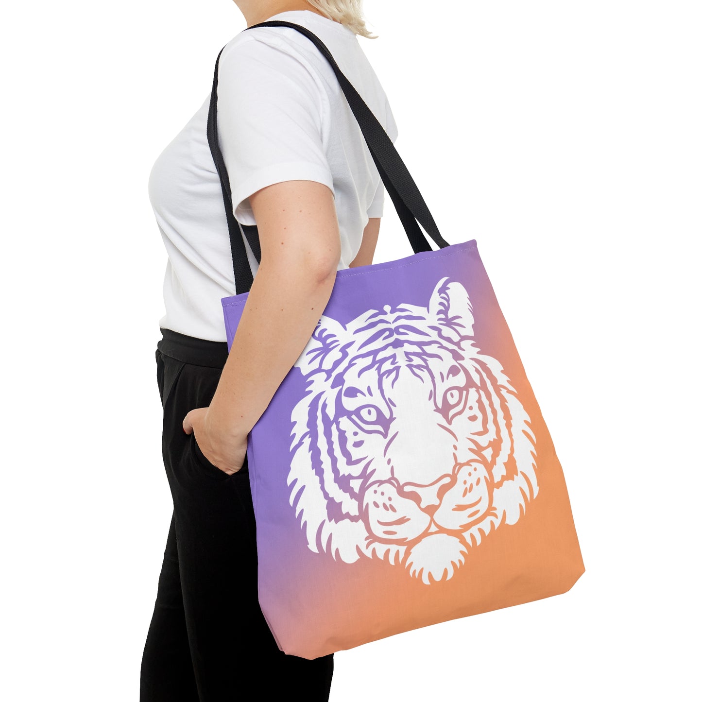 Purple & Orange Gradient Tiger Canvas Tote Bag