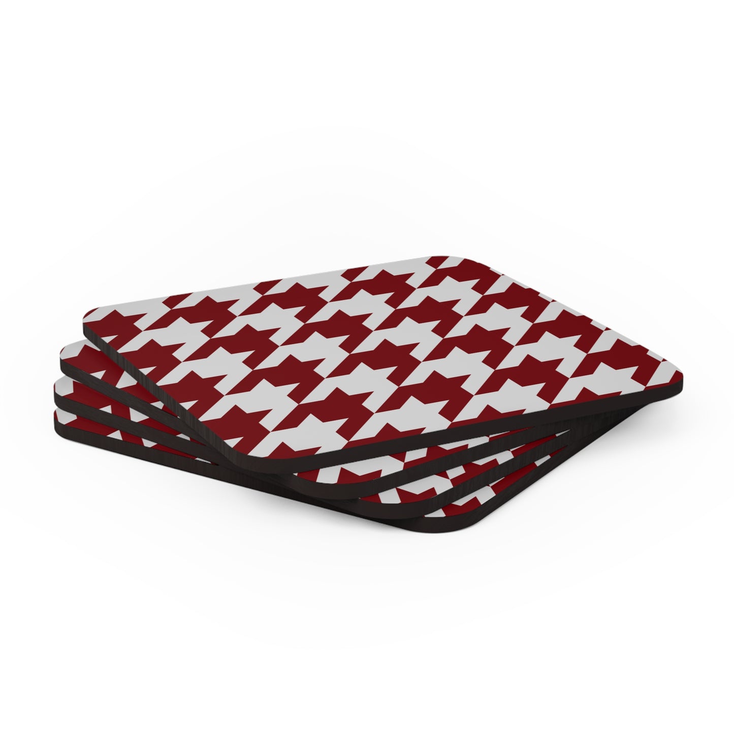 Garnet & Gray Houndstooth Coaster Set