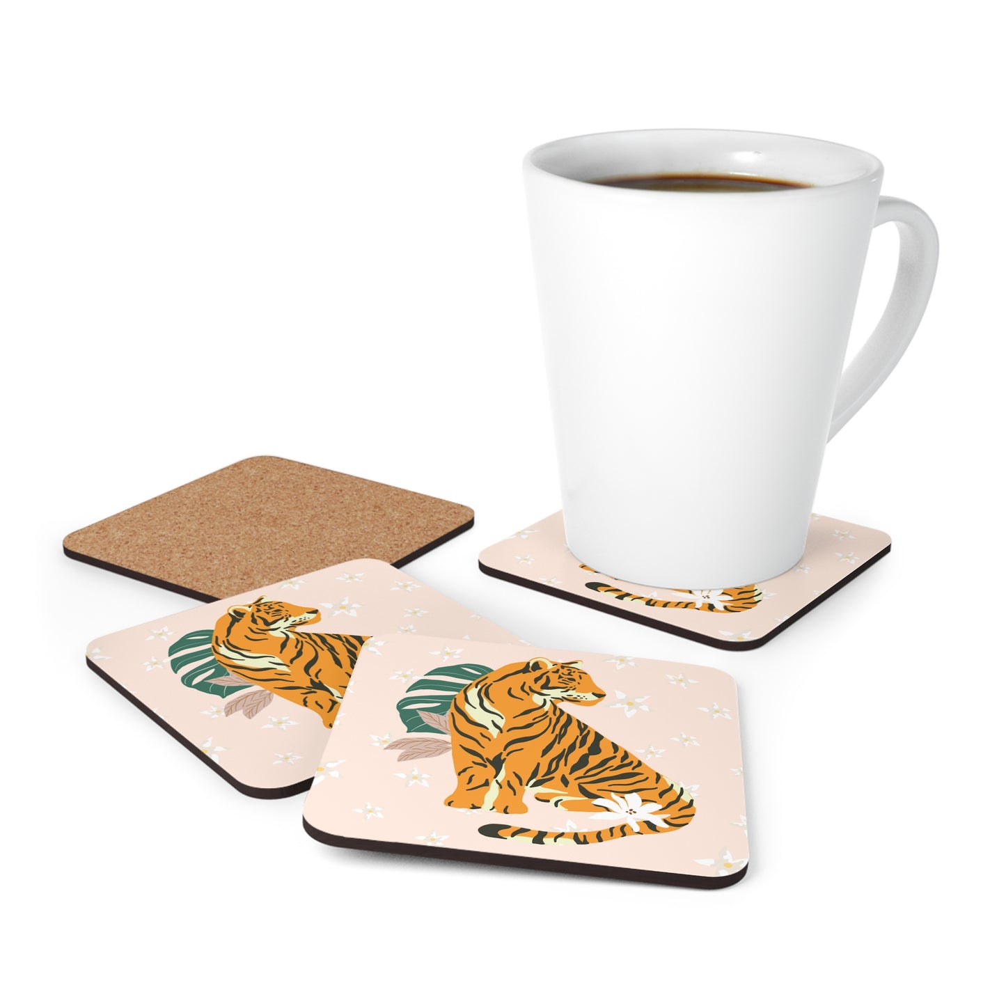 Boho Tiger & Lilies Coaster Set