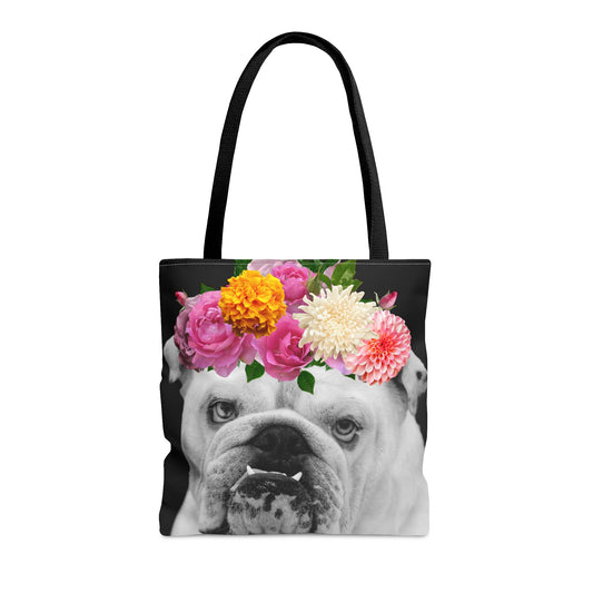 Very Pretty Bulldog Tote Bag | Flower Crown Bulldog