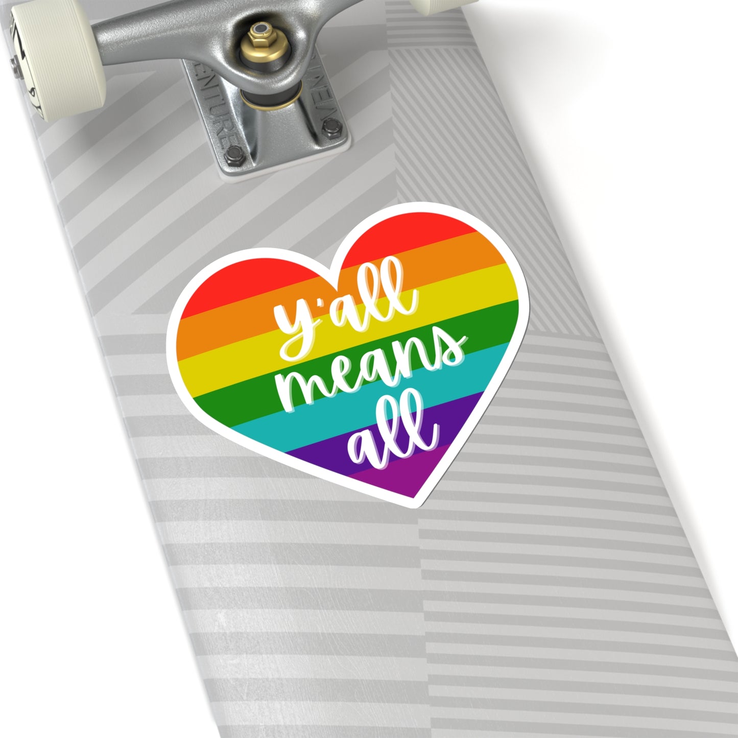 Y'all Means All Rainbow Heart Sticker