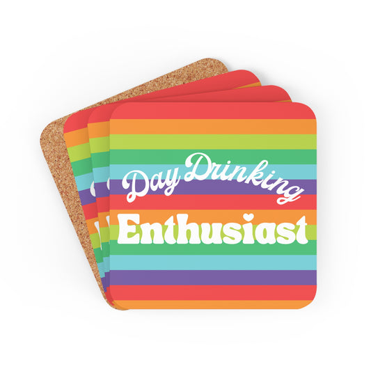 Day Drinking Enthusiast Tropical Rainbow Coaster Set