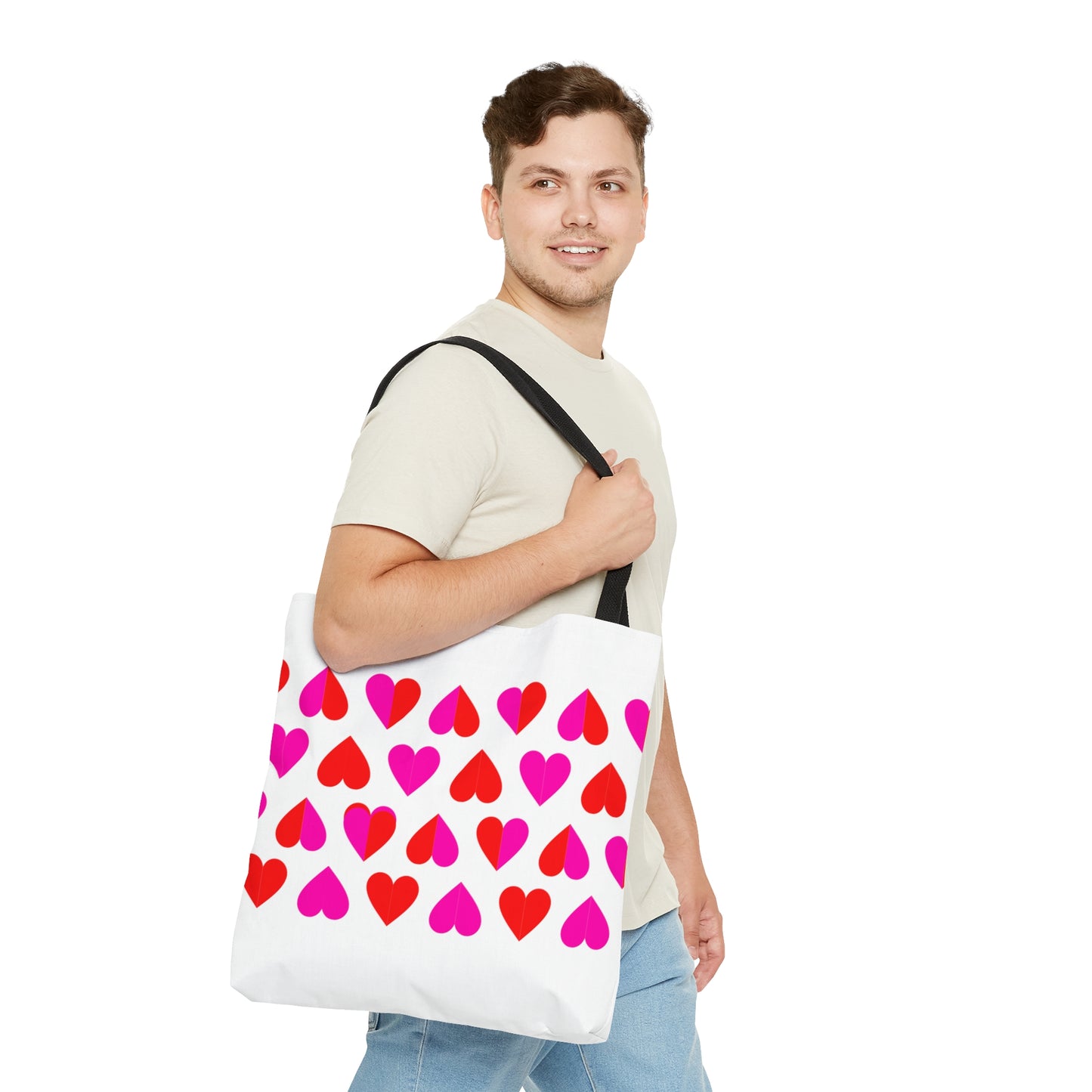 Hot Pink & Red Hearts White Tote Bag