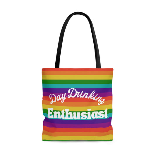 Day Drinking Enthusiast Rainbow Canvas Tote Bag