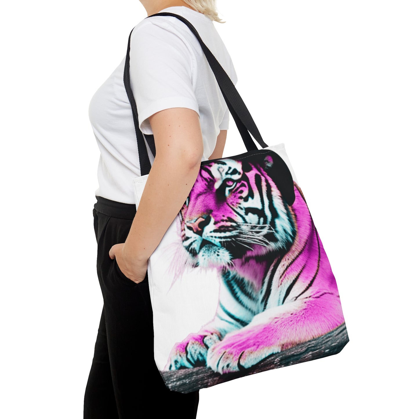 Hot Pink Tiger & Blue Hat Tote Bag
