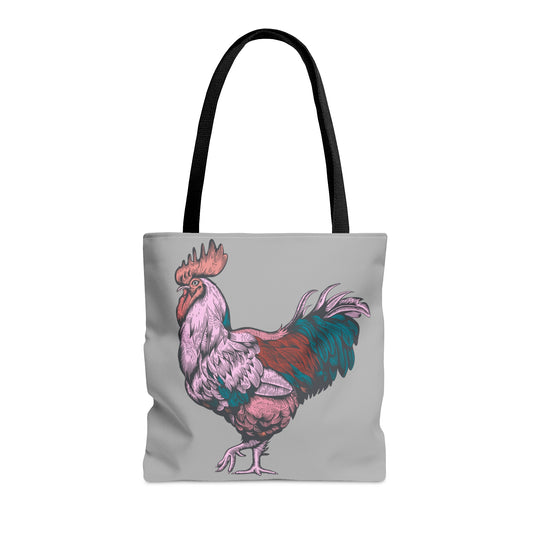 Pink & Turquoise Rooster Gamecock Canvas Tote Bag
