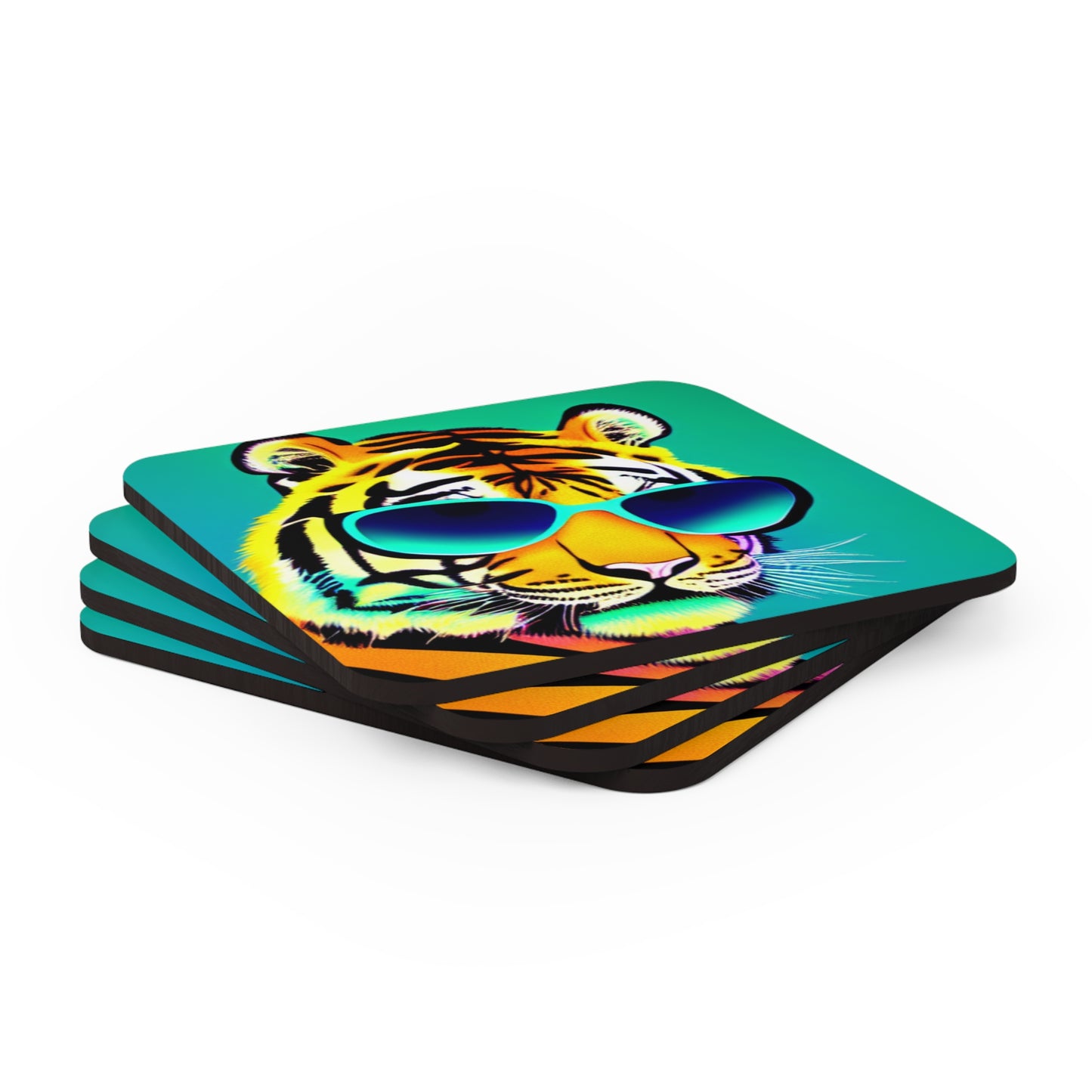 Neon & Teal Tiger Sunnies Coaster Set