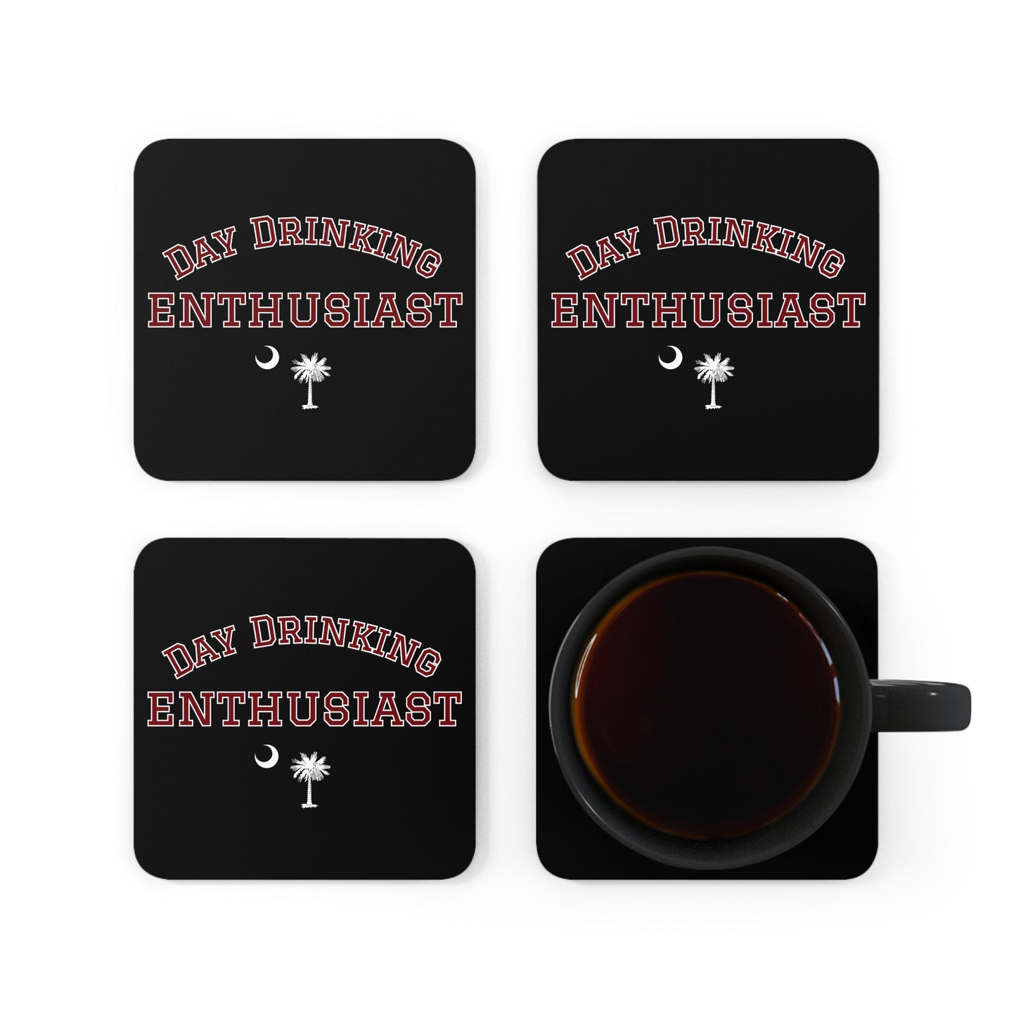 Black & Garnet Day Drinking Enthusiast Coaster Set