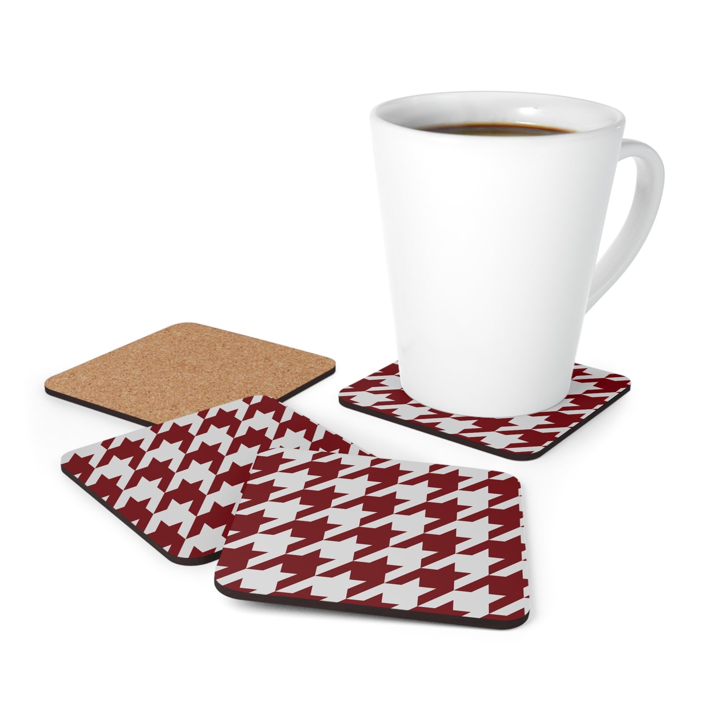 Garnet & Gray Houndstooth Coaster Set