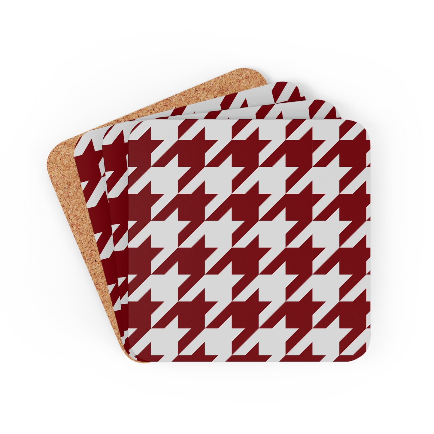Garnet & Gray Houndstooth Coaster Set