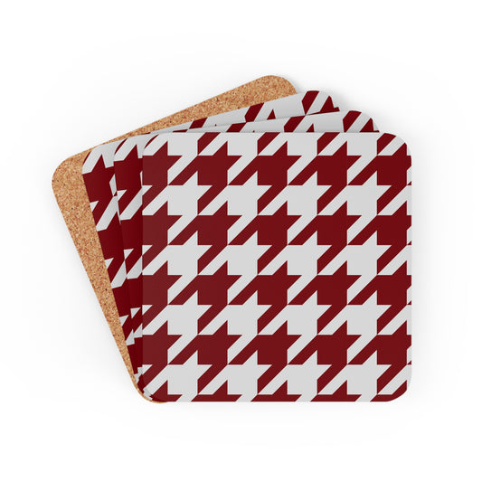 Garnet & Gray Houndstooth Coaster Set