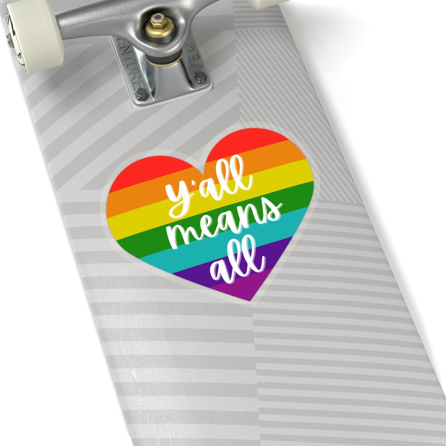 Y'all Means All Rainbow Heart Sticker