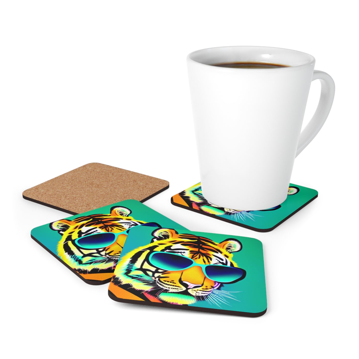 Neon & Teal Tiger Sunnies Coaster Set