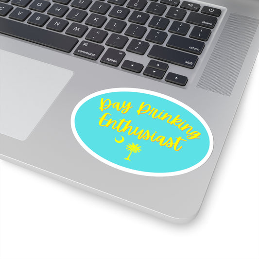 Turquoise & Yellow Day Drinking Enthusiast Sticker