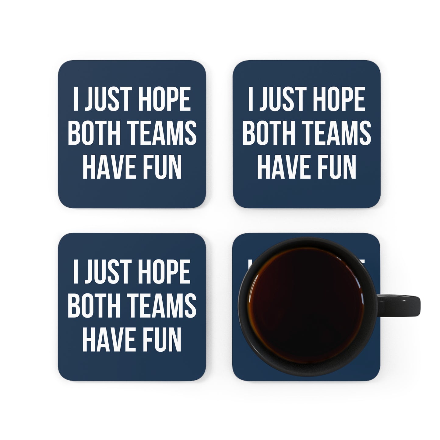 Blue Navy Both Teams Coaster Set