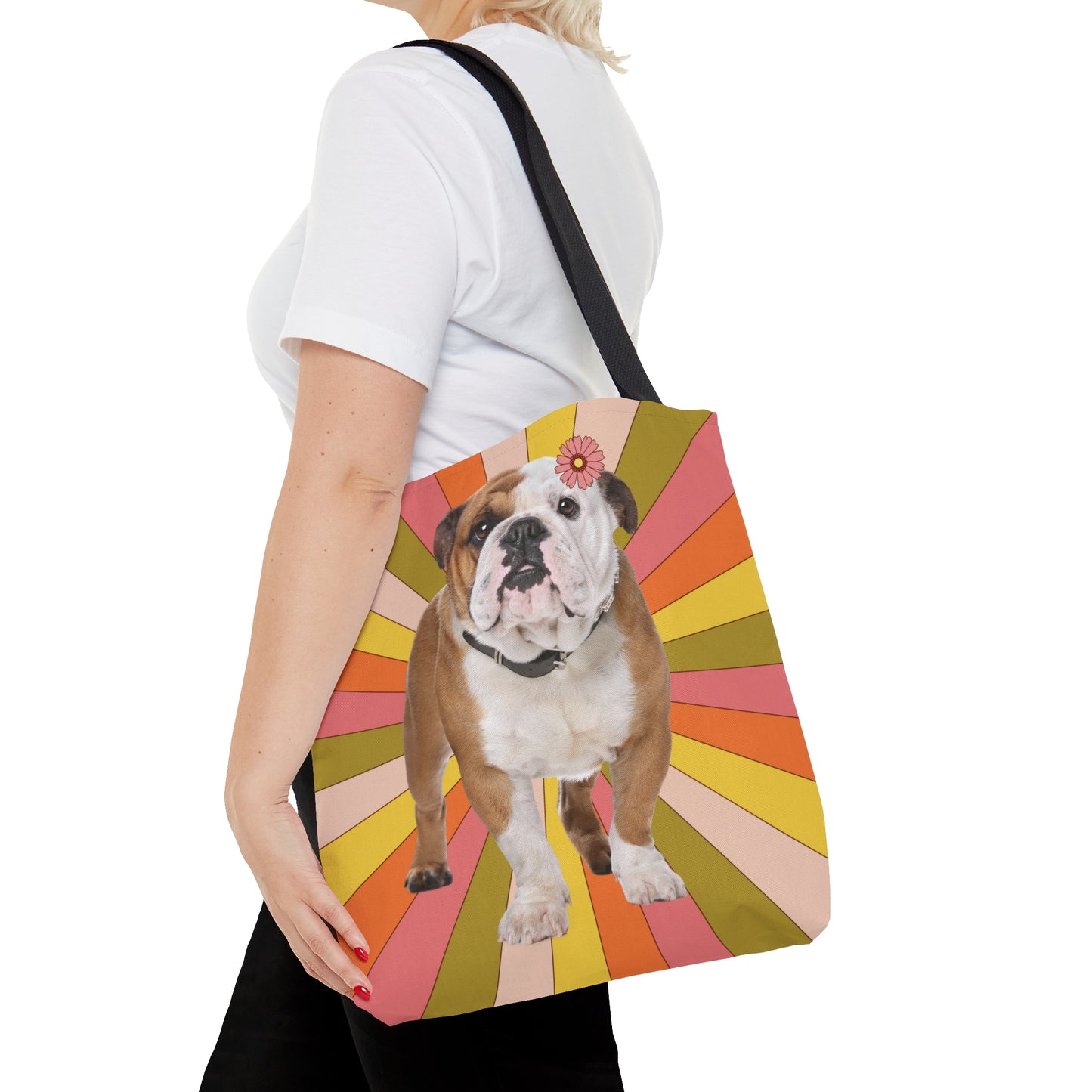 Retro Bulldog Vintage Colors Canvas Tote Bag