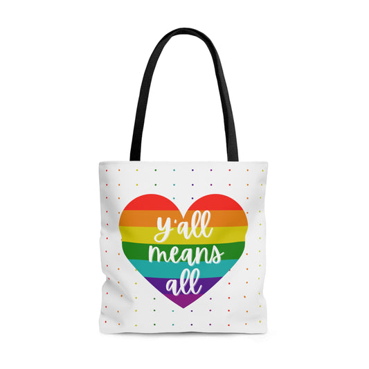 Y'all Means All Rainbow Canvas Tote Bag