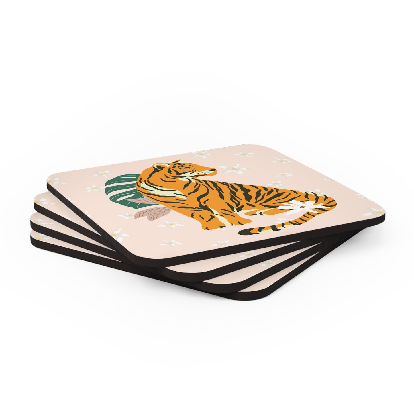 Boho Tiger & Lilies Coaster Set