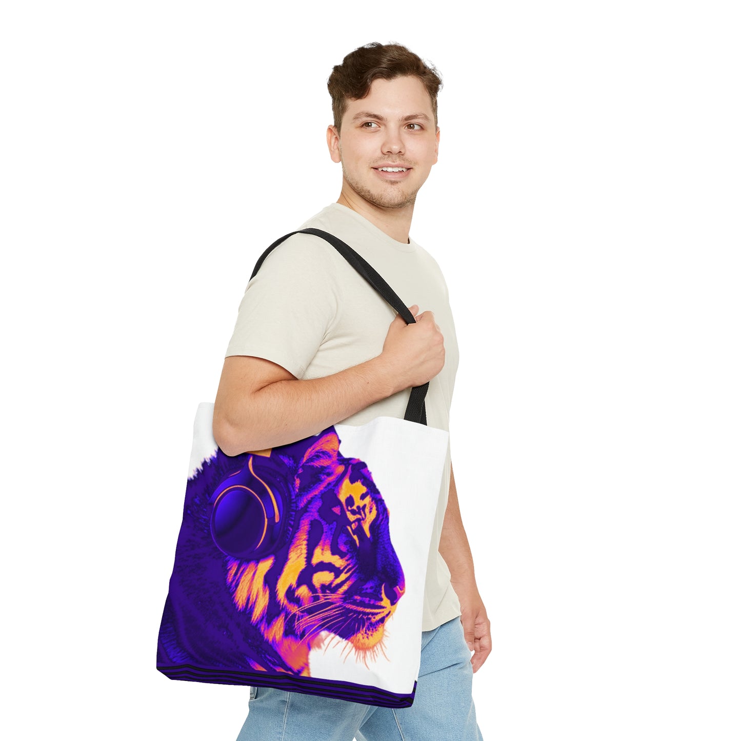 Tiger Headphones Canvas Tote Bag