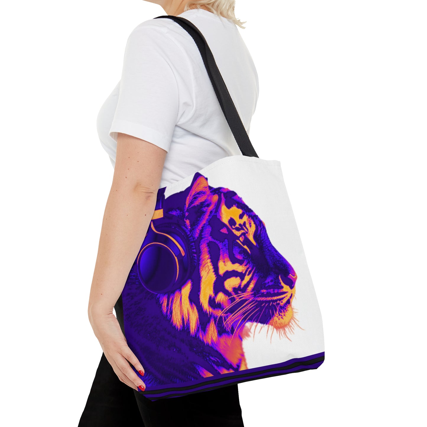 Tiger Headphones Canvas Tote Bag