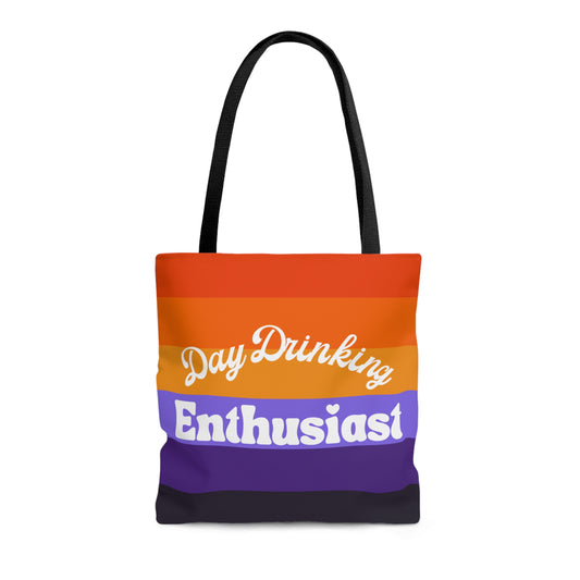 Orange & Purple Day Drinking Enthusiast Canvas Tote Bag